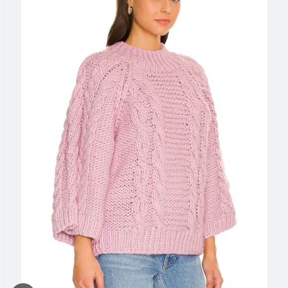 For Love And Lemons Sweaters For Love Lemons Andie Oversized Cable Knit Sweater Light Pink
